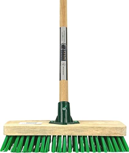 Synx Tools Moos & Fliesenbürste 28cm - Mosbesen Besen mit Stahl 120 cm - Schrubbesen - Moos - Unkrautbürste - Veger - Hart