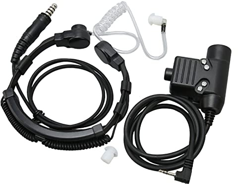 Septpenta Kehlkopfmikrofon Walkie Talkie Ohrhörer Mit U94 PTT Adapter, Verstellbarer Transparenter Akustikschlauch Walkie Talkie Ohrhörer Headset Für T5000 T5100 Und Andere Modelle
