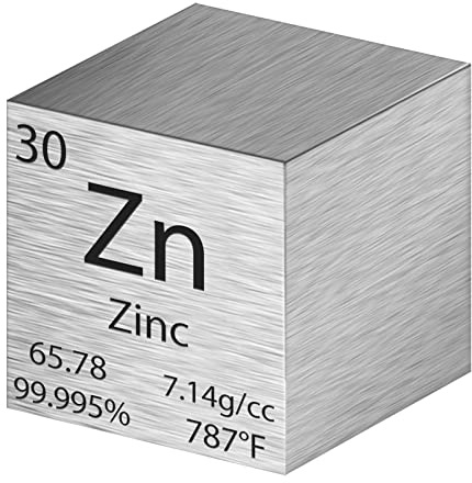 Pevfeciy 1 Inch Zink Würfel 25,4 mm Metall Dichte Würfel reines Metall hohe Dichte Element Würfel für Element Sammlungen Labor Experiment Material Hobbys