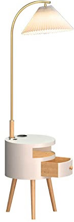 SYALEO Floor Lamp Lampe de Table et de Sol combinée avec Port de Charge et Station de Charge sans Fil Nordic Simplicity Table de Chevet avec tiroir Lampe sur Pied pour Chambre Étudier