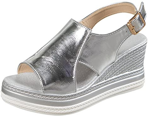 Sandali Donna Estive Eleganti Fucsia Sandalo Matrimonio Senza Cinturino Antiscivolo Scarpe Argento Estate Ortopedici Sandali Eleganti Comodi Sandalo Estive Sandali Donna