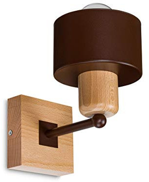 alfalux Wandleuchte Innen Wandlampe LED Lampe Aus Holz Für Wohnzimmer Schlafzimmer Kinderzimmer Treppenhaus Wandlampen Wandleuchten WAND-BR10x10BU Braun
