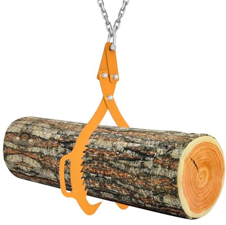 Verladezange für Holz, Hebezange für Baumstämme, Forstzange Holzgreifer Hebezange Schleppzange Holz Zange für Baumstämme Stammdurchmesser bis 760 mm, 1000kg Tragfähigkeit, für Holzfäller (Gelb)