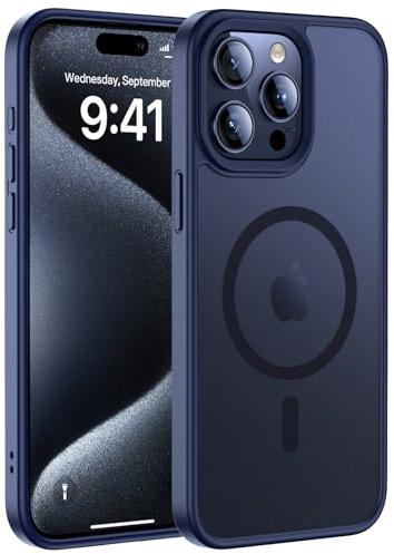 Uyiton Hülle für iPhone 15 Pro Max,Case für iPhone 15 Pro Max Handyhülle Schutzhülle, Anti-Vergilbung,Stoßfest Kratzfest,Ultradünn,Kompatibel mit Magnetisch - Matt Blau