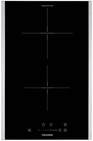Oranier Domino Induktionskochfeld 30 cm autark KFI330 - Slider Bedienung & 2 Kochzonen - schmales Kochfeld inklusive Seitenleisten aus Edelstahl