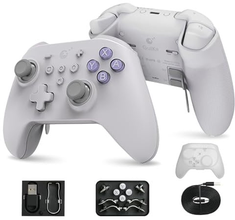WeChip [No Drift] GuliKit KK3 Max Bluetooth Controller, Kingkong 3 Max Wireless Controller for Switch/Switch OLED, Hall Effect Joystick/Triggers, Maglev/Rotor/HD Vibration, Hyperlink Adapter (Gray)