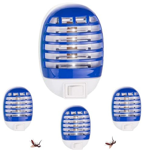Lampada Antizanzare Elettrica, Antizanzare Zanzariera, Zanzariera Elettrica con Luce, Antizanzare per Giardino per Casa Giardino Interno Esterno Cucina Soggiorno, Insetti Zanzare, Mosca - 4 Pack