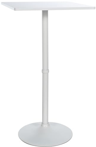 CLP Stehtisch Quadratisch I Eckige Tischplatte 60 X 60 cm | Stabiles Metallgestell | Farbe weiß/weiß
