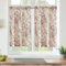 Vangao Blumen Scheibengardinen Kurz Küchengardinen Leinen Vorhang Bistrogardine für Küche Wohnzimmer Badezimmer Kleine Fenster landhausstil Halbtransparent,2er Set 65Bx90H(cm),Rot auf Beige