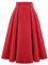 Jupe mi-Longue à Carreaux pour Femmes, Jupe plissée Taille Haute avec Poches, Jupe trapèze évasée élégante à Taille Extensible-Rouge-XL