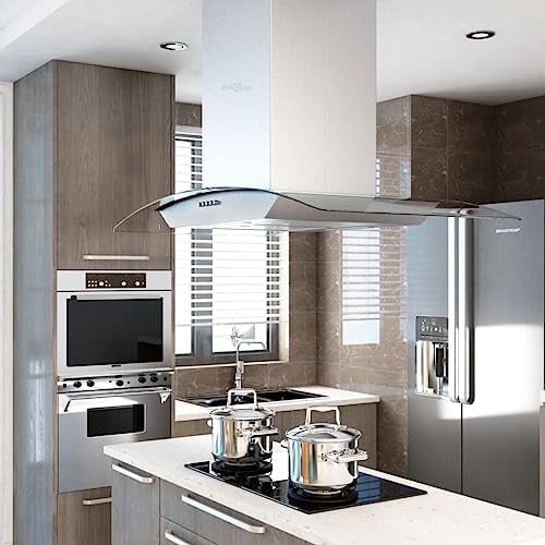 Générique Hotte îlot 90 cm Acier Inoxydable 756 m³/h LED,Maison & Jardin,Arts de la Table & Arts culinaires,Électroménager de Cuisine,Hottes aspirantes,Argent,48.5 LB,50664