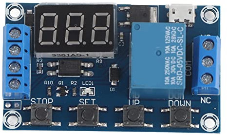 VOBOR Módulo de Relé Temporizador,DC 6V~30V Retardo de Activación Encendido/Apagado Temporizador de Ciclo,Módulo de Interruptor de Relé con Pantalla LED de Dígitos Micro USB 5V