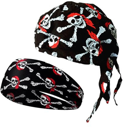 EHDWXVZM 1 Stück Damen-Bandana, 1 Stück Piraten-Stirnband, Baumwoll-Sport-Bandana-Mütze, Damen-Kapuzenmütze
