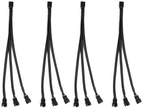 4-Pin PWM Fan Splitter Cable - 4-Pack Y Splitter Computer PC Power Cable 1 to 2 Converter for 4-Pin/3-Pin Cooling Case Fans