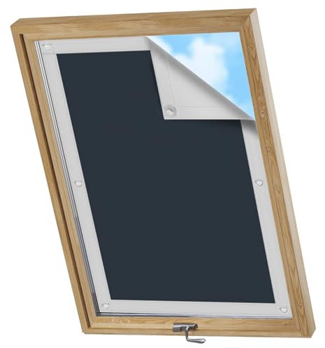 WOLTU Thermo Dachfenster Rollo ohne Bohren Sonnenschutz Verdunkelungsrollo mit Saugnäpfen, Thermorollo Hitzeschutz für Velux- und Roto-Fenster S08 / 608, Blau 96x115 cm