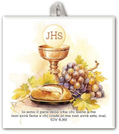 Holyart Piastrella Calice e UVA Prima Comunione 10X10 cm