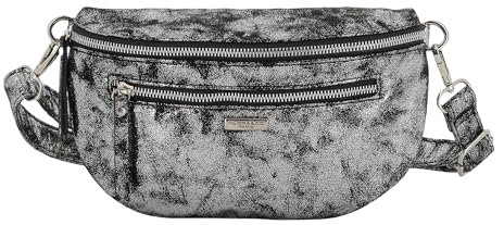 Flora & Co - Petit Sac Banane Imitation Cuir Suédine Irrisé Femme - Sac À Bandoulière Porte Épaule Croisé Ou Devant Poitrine - Chic Léger - Gris Argent