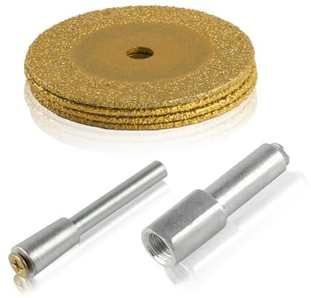 4 Stück Diamantscheibe 40mm, Diamant Trennscheiben für Schneiden Fliese Granit Feinsteinzeug Metall Glas Marmor Keramik Porzellan Edelsteine, für Rad Rotary Tool Trennscheibe, mit 2 Stück Dorn