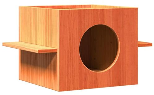 vidaXL Casa para Gatos Cera marrón 51x35x30 cm Madera Maciza Pino, casa para Gatos de Interior, Muebles para Gatos, caseta para Gatos