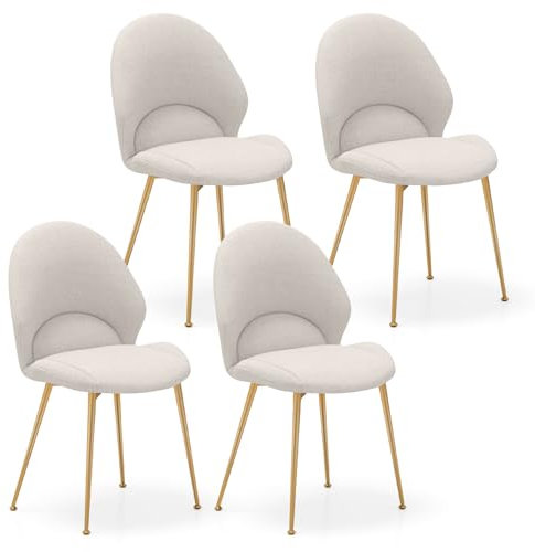 COSTWAY Esszimmerstühle 2/4er Set, Akzentstühle mit gebogener Rückenlehne, Polsterstuhl Wohnzimmerstuhl bis 150 kg belastbar, Küchenstuhl für Wohnzimmer, Esszimmer, Arbeitszimmer (4)