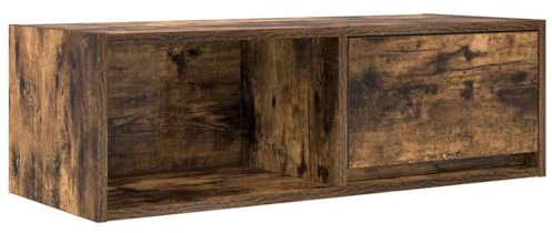 vidaXL Meuble TV chêne fumé 80x31x25,5 cm Bois d'ingénierie, Banc TV, Meuble HiFi, Centre de Divertissement, Buffet TV, Meuble multimédia, Console TV