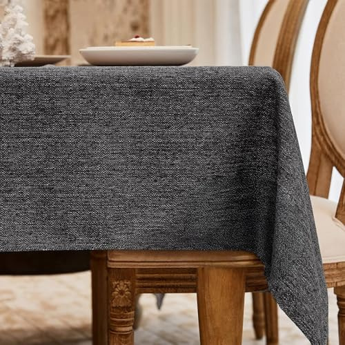 AMFUN Leinendeckeoptik Tischdecke, Tischdecke Abwaschbar, Grau Tischdecken 200x137cm, Abwischbare Tischtuch für Wohnzimmer, Esszimmer, Balkon, Garten