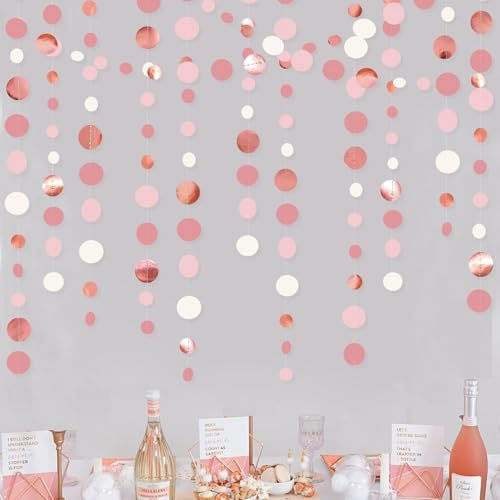26Ft Polka Dots Girlanden Hängende Papier Kreis Punkte Streamer für Safari Wild Woodland Thema Geburtstag Baby Dusche Graduation Hochzeit Party Dekorationen Zubehör Rosa