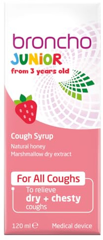 Broncho Junior Cough Syrup 120ml | Cough Relief Syrup for Children Aged 3+ Years | Soothing Syrup for Dry & Chesty Coughs