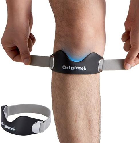 Ginocchiera Rotulea Regolabile Antiscivolo, Fascia di Supporto Tendine Rotuleo per Tendinite, Ginocchio del Saltatore, Corsa Basket Squat, 1 Pezzo con 2 Fasce Intercambiabili Adulti Adolescenti