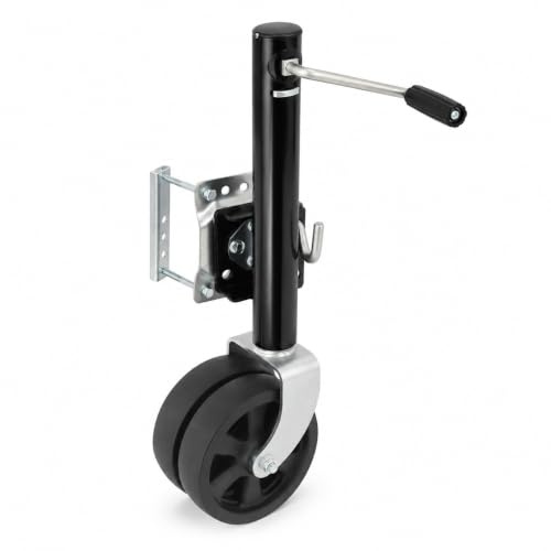Roue jockey pour remorque, capacité de charge de 2000 kg, roues doubles tout-terrain, roue jockey de remorque réglable en hauteur de 67 à 93 cm, plaque de montage rotative à 360 °, roue jockey lourde