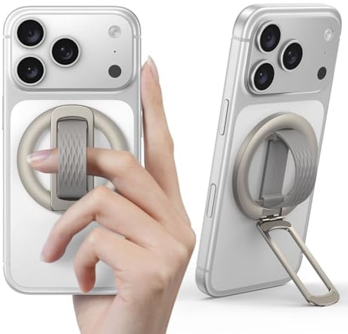 Lamicall Handy Fingerhalterung für MagSafe Ring, Tragbarer Handy Ständer | [Weicher Silikongriff] 2-IN-1 Magnetische Handy Ring Halterung für iPhone 17/16, Smartphone Griff Halter für MagSafe Zubehör