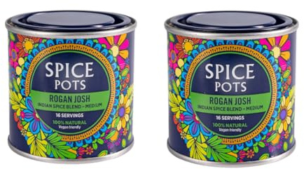 Rogan Josh Curry Powder By Spice Pots 80g (Pack of 2)-100% Naturally Gluten Free & Vegan Indian Curry Powder - Dry Spice Mix For Fish, Chicken & Vegetarian Dishes (Medium Heat) - 2 x 80g (32 Servings)