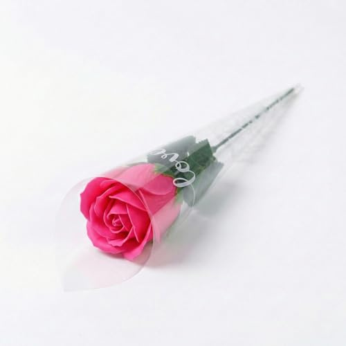 FAIRY BOUTIQUE Artificial Flowers Roses – Premium Long Stem Fake Flowers for Vase, Graves & Wedding Bouquet – Realistic Faux Rose for Indoor Home or Romantic Valentine’s Gift – Hot Pink, 1 Piece