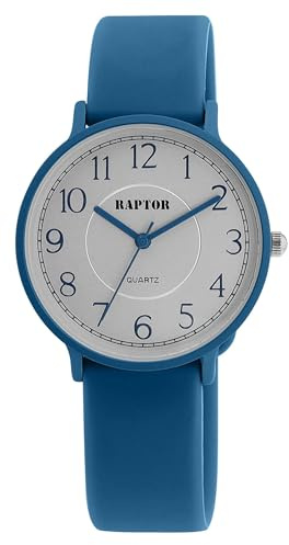 Raptor Damen Armbanduhr Analog in Blau, Gesamtlänge 23.5 cm, Silikonarmband – 3 ATM