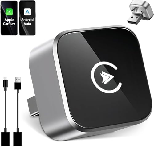 CarPlay Wireless Adapter & Android Auto Wireless Adapter - 2026 Upgraded, Converts Wired Android Auto & Car Play to Wireless, Plug & Play, Wireless Android Auto Adapter UK, Wireless CarPlay Adapter UK