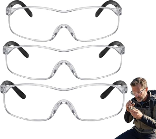 3 Stück Lupenbrille, Vergrößerungsbrille Brillenlupe für Brillenträger, Vergrößerungsbrille Lupenbrille für Lesen und Präzisionsarbeiten, Brillenlupe mit 5X 8X 10x Vergrößerung