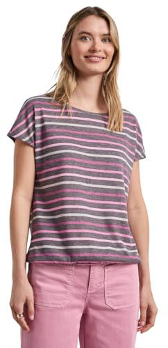 Damen Kurzarm Shirt mit Rundhals und Streifen