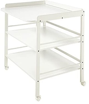 Geuther Table à Langer Clara, Blanche, Plan à langer + 2 étagères, roulettes