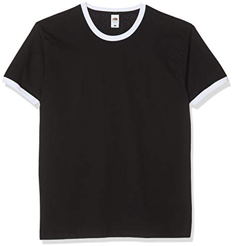 Fruit of the Loom Men's Ringer Premium T-Shirt, Black/White, Small