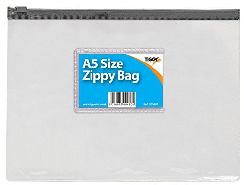A5 Plastic Clear Zippy Bag Document Storage Folder Wallet Black Zip