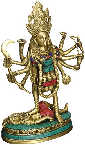 Exotic India Göttin Kali die meisten Shakti – Messing Statue mit Einlage