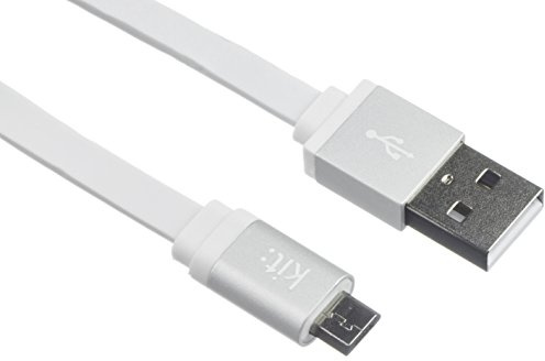 Kit Câble Plat de Données et de Charge USB/Micro USB pour Smartphone/Tablette/PC - Blanc/Gris