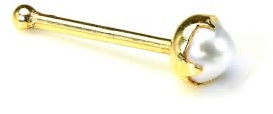 jewellerybox Süßwasserperlen Nasenstecker aus 9 Karat Gelbgold. 2,5mm