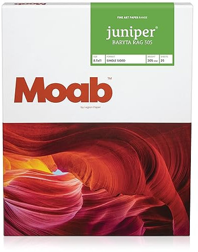 Moab Juniper Baryta Flickenpapier, 305 g/m², 21,6 x 27,9 cm, 25 Blatt F01-JBR305851125