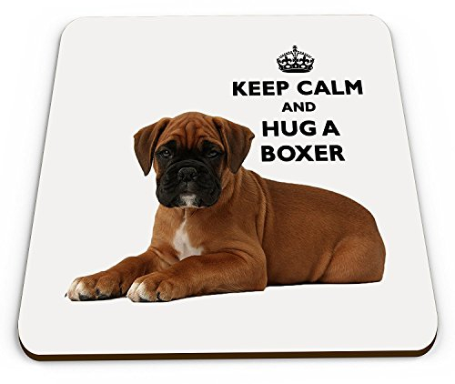 Keep Calm And Hug A Boxer Novelty Glossy Mug Coaster