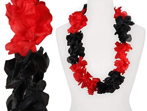 Sportfanshop24 Blumenkette/Hawaiikette/Halskette - rot-schwarz (Albanien) - Umfang zirka 100cm (1m)
