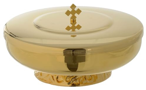 Holyart Calici Pissidi Patene metallo: Pisside bassa con base e coperchio, 16 cm (6.3 inc.)