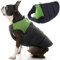 Gooby Gepolsterte Weste, Hundejacke, warm, mit Reißverschluss, Fleece-Jacke mit Doppel-D-Ring-Leine, wasserabweisend, für kleine Hunde und mittelgroße Hunde, Grün, Größe XL