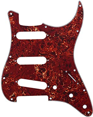 Musiclily 11 Löcher SSS Strat Pickguard Gitarre Schlagbrett für Fender American/Mexican Standard Stratocaster Modern Style E-Gitarre,4 lagig Vintage Tortoise