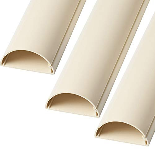 3m (3x 100cm) – 16mm x 8mm Magnolia Trunking | HALF ROUND Cable Conduit Cover | HDMI AV TV Ethernet & Speaker Wire Ducting | Wall Tidy Management | Self-Adhesive Backing *EASY INSTALL* | Skirting Home